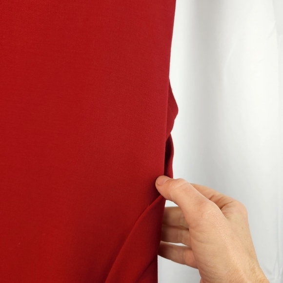 Lanvin Red Wool Raw Seam Asymmetric Dress size 12(44fr) in EUC - Picture 6 of 16